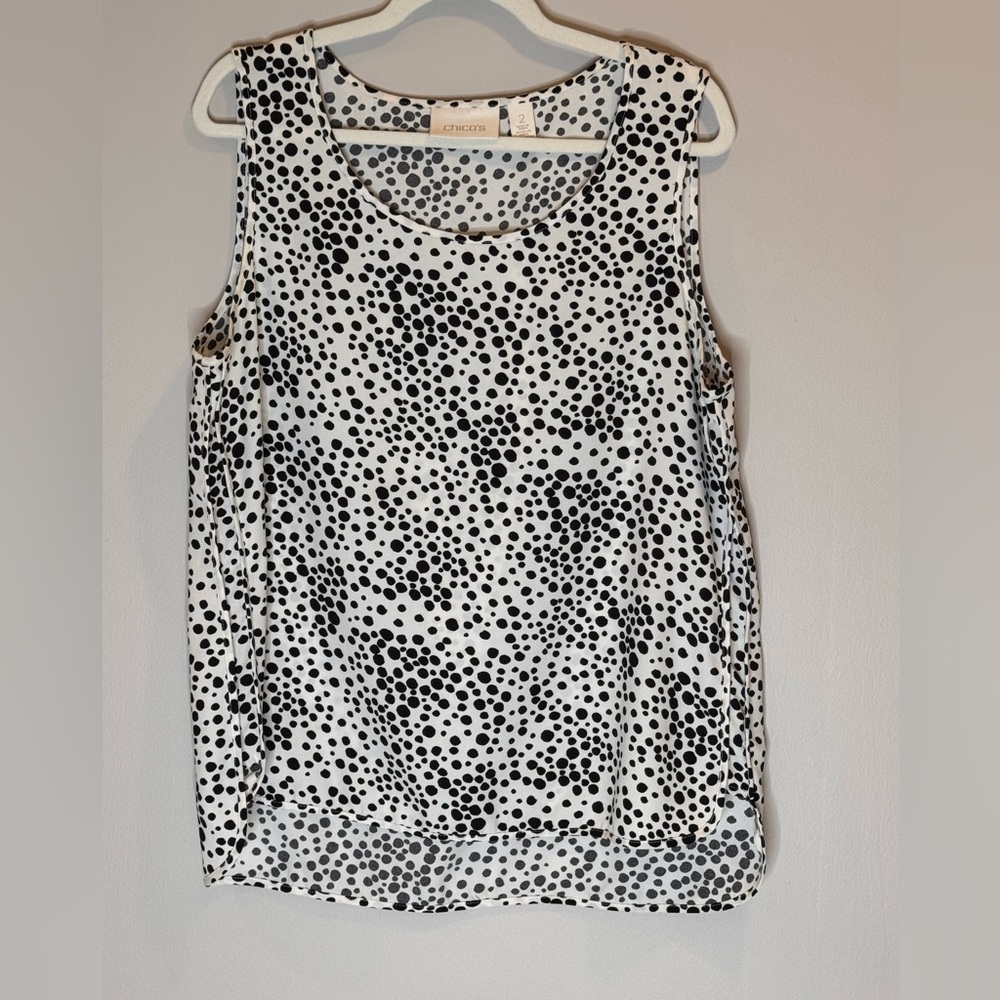 Chico's Black and White Polka Dot Tank Top Size 2